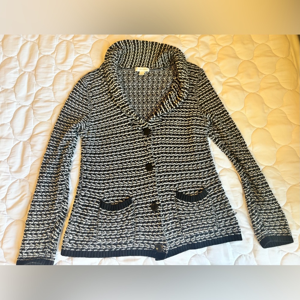 Christopher & Banks sweater large black and white 100% sweater